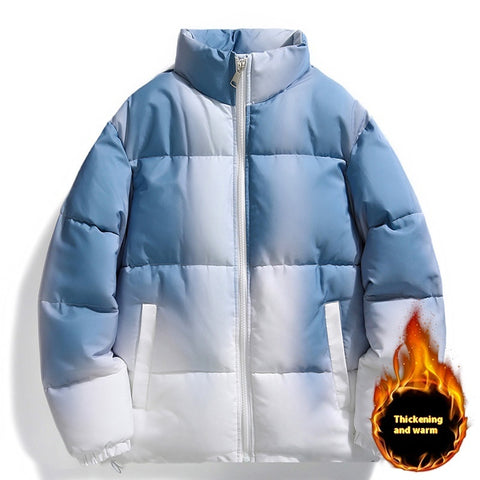 Stand-up Collar Gradient Plush Thickened Jacket With Pockets