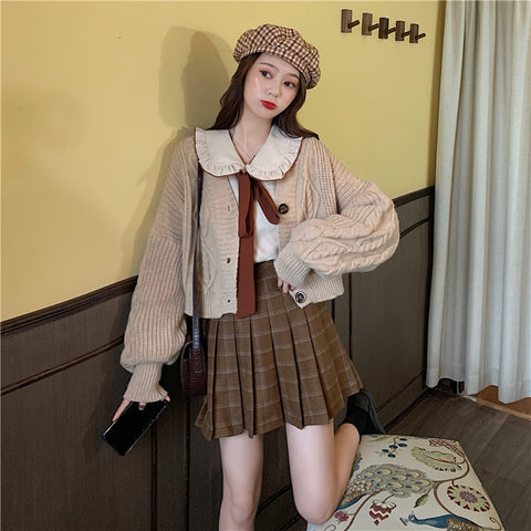 Loose Short Outer Layer Thin Long Sleeve Knit Cardigan Tops