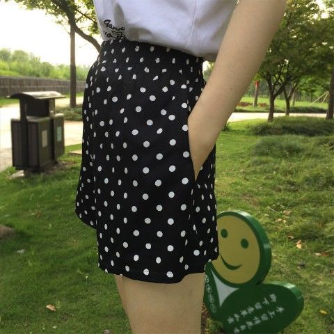 Daisy Polka Dot Chiffon High Waist Wide Leg Shorts