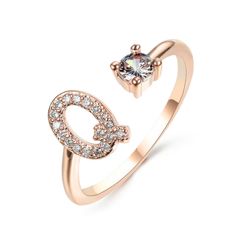 Adjustable 26 Initial Letter Ring Fashion Jewelry For Women Simple Elegant Jewelry