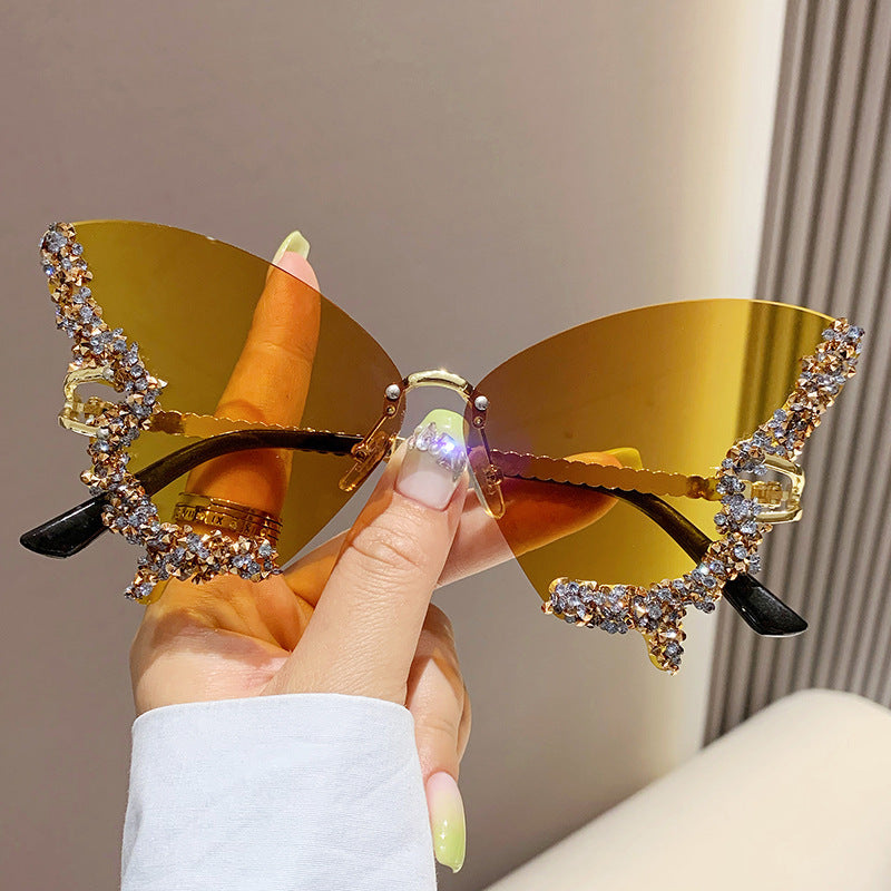 Y2K Vintage Luxury Diamond Butterfly Oversized Sunglasses