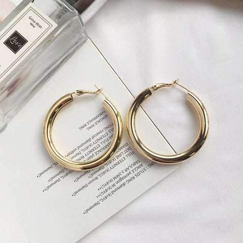 Simple European American Circle Earrings Alloy Glitter