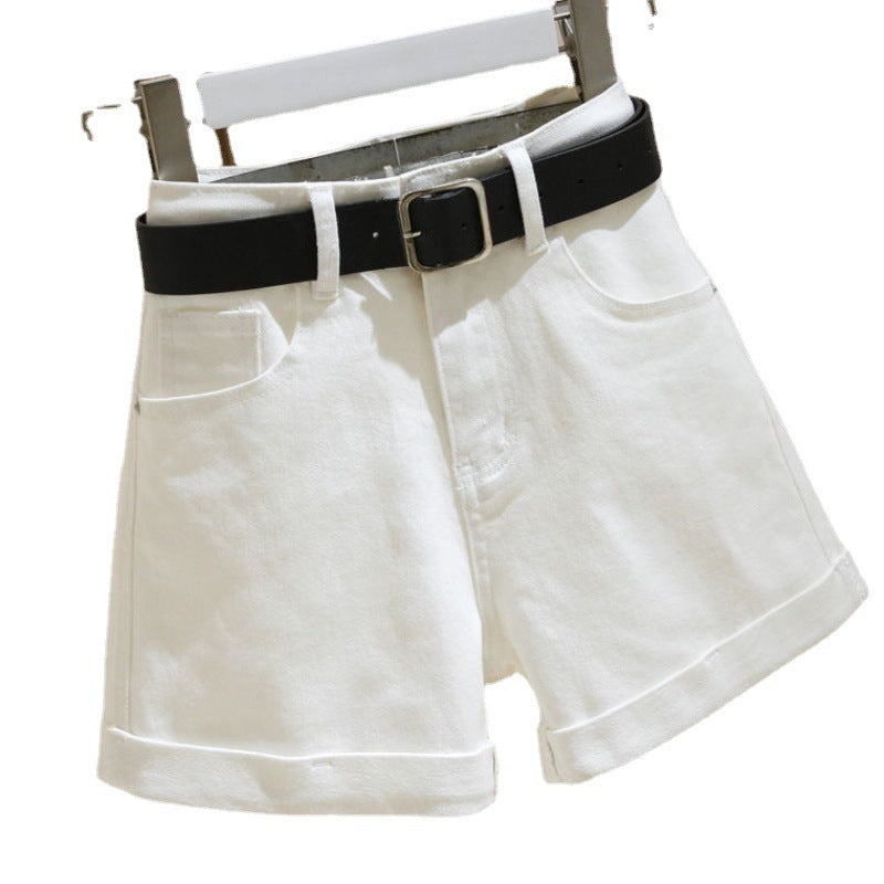 Women's Denim Shorts Summer High Waist Loose Curling