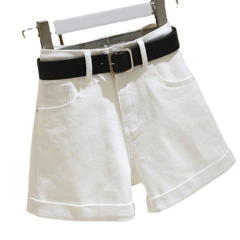 Women's Denim Shorts Summer High Waist Loose Curling