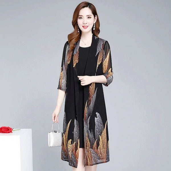Two-piece Chiffon Shirt Dress With Sleeves