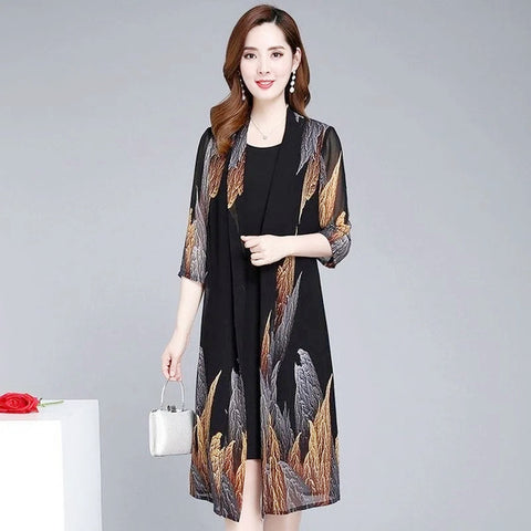 Two-piece Chiffon Shirt Dress With Sleeves