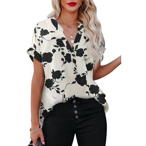 Floral Print Short Summer Sleeve Shirt