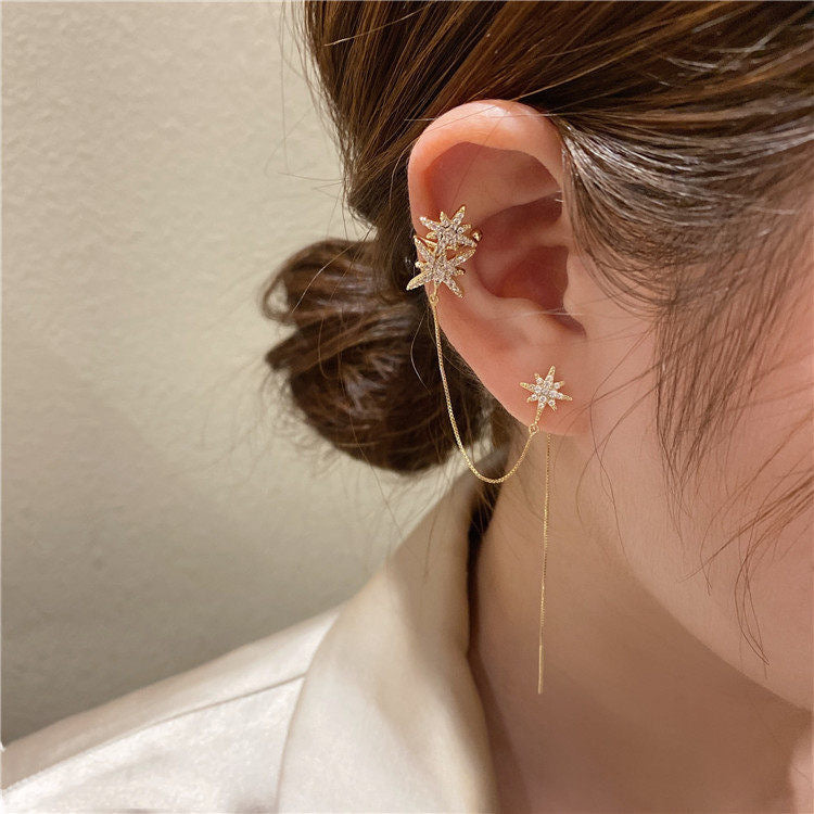 Micro-set Zircon Star Ear Wire Creative Silver Needle