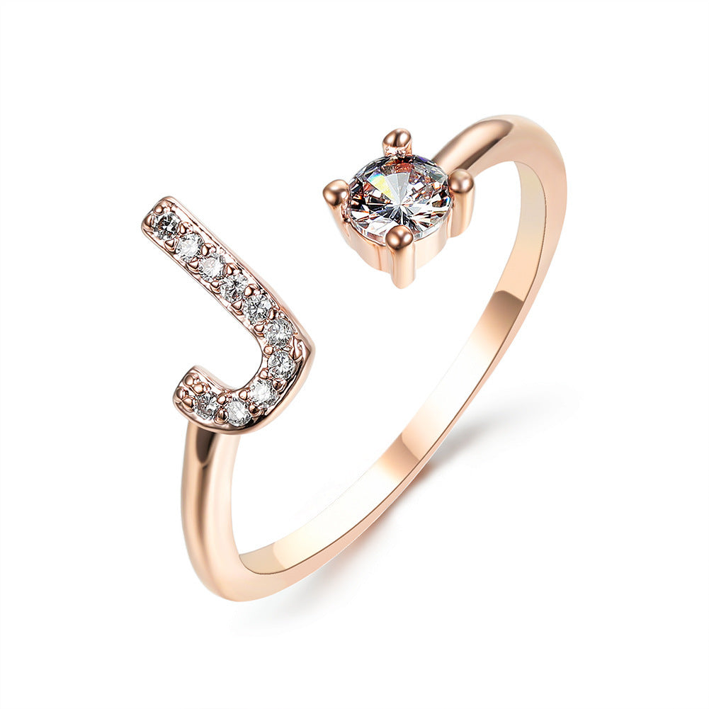Adjustable 26 Initial Letter Ring Fashion Jewelry For Women Simple Elegant Jewelry