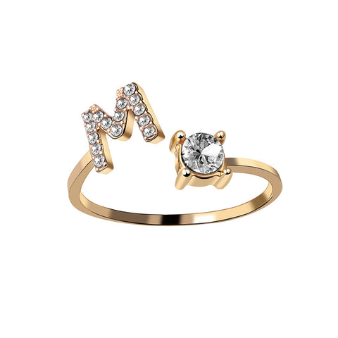 Adjustable 26 Initial Letter Ring Fashion Jewelry For Women Simple Elegant Jewelry