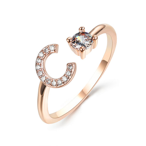 Adjustable 26 Initial Letter Ring Fashion Jewelry For Women Simple Elegant Jewelry