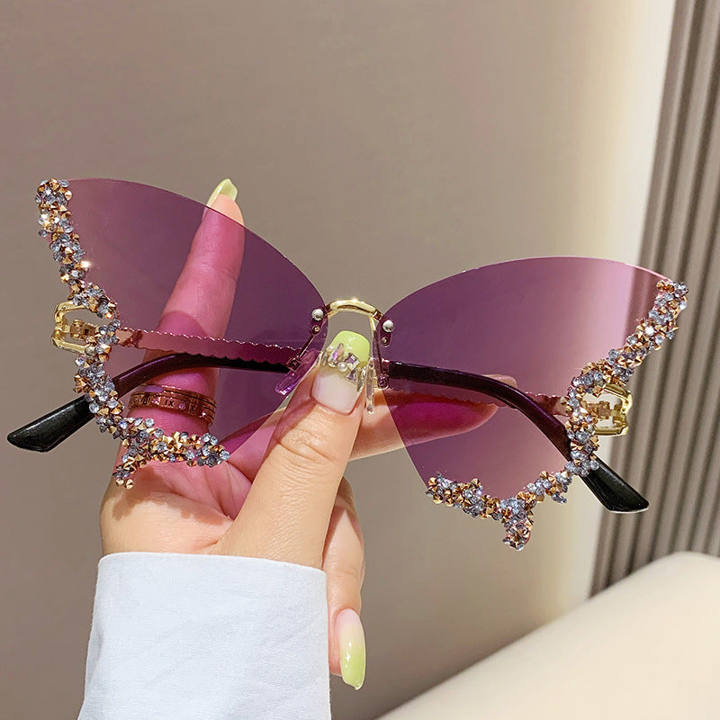 Y2K Vintage Luxury Diamond Butterfly Oversized Sunglasses
