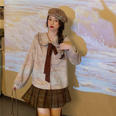 Loose Short Outer Layer Thin Long Sleeve Knit Cardigan Tops