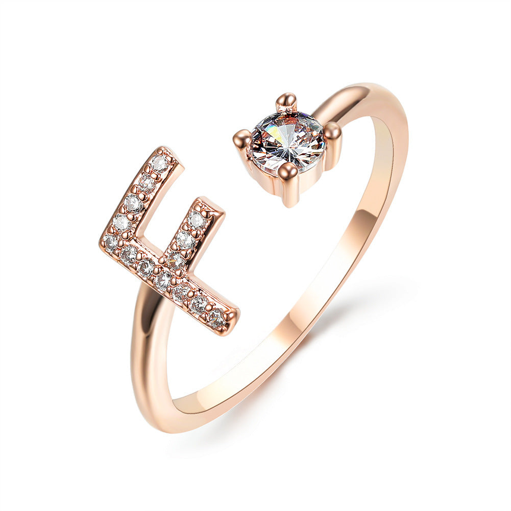 Adjustable 26 Initial Letter Ring Fashion Jewelry For Women Simple Elegant Jewelry