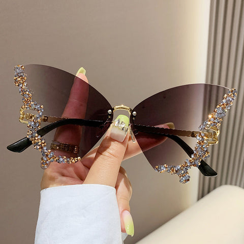 Y2K Vintage Luxury Diamond Butterfly Oversized Sunglasses
