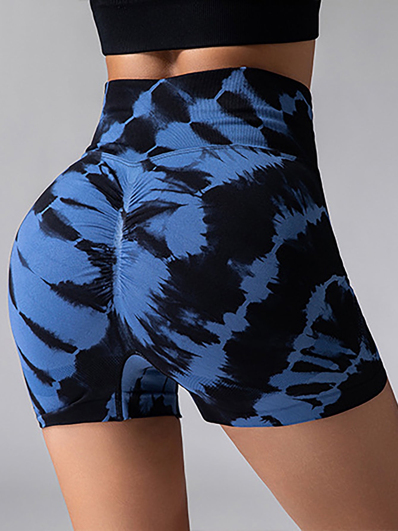 Tie Dye V-Back Yoga Biker Shorts, Elevate Your Workout Style Seamless High Waisted Contour Gym Yoga Biker Shorts