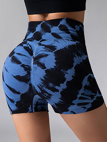 Tie Dye V-Back Yoga Biker Shorts, Elevate Your Workout Style Seamless High Waisted Contour Gym Yoga Biker Shorts