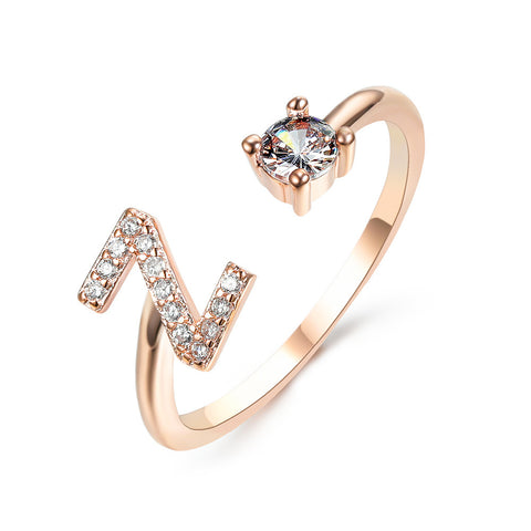 Adjustable 26 Initial Letter Ring Fashion Jewelry For Women Simple Elegant Jewelry