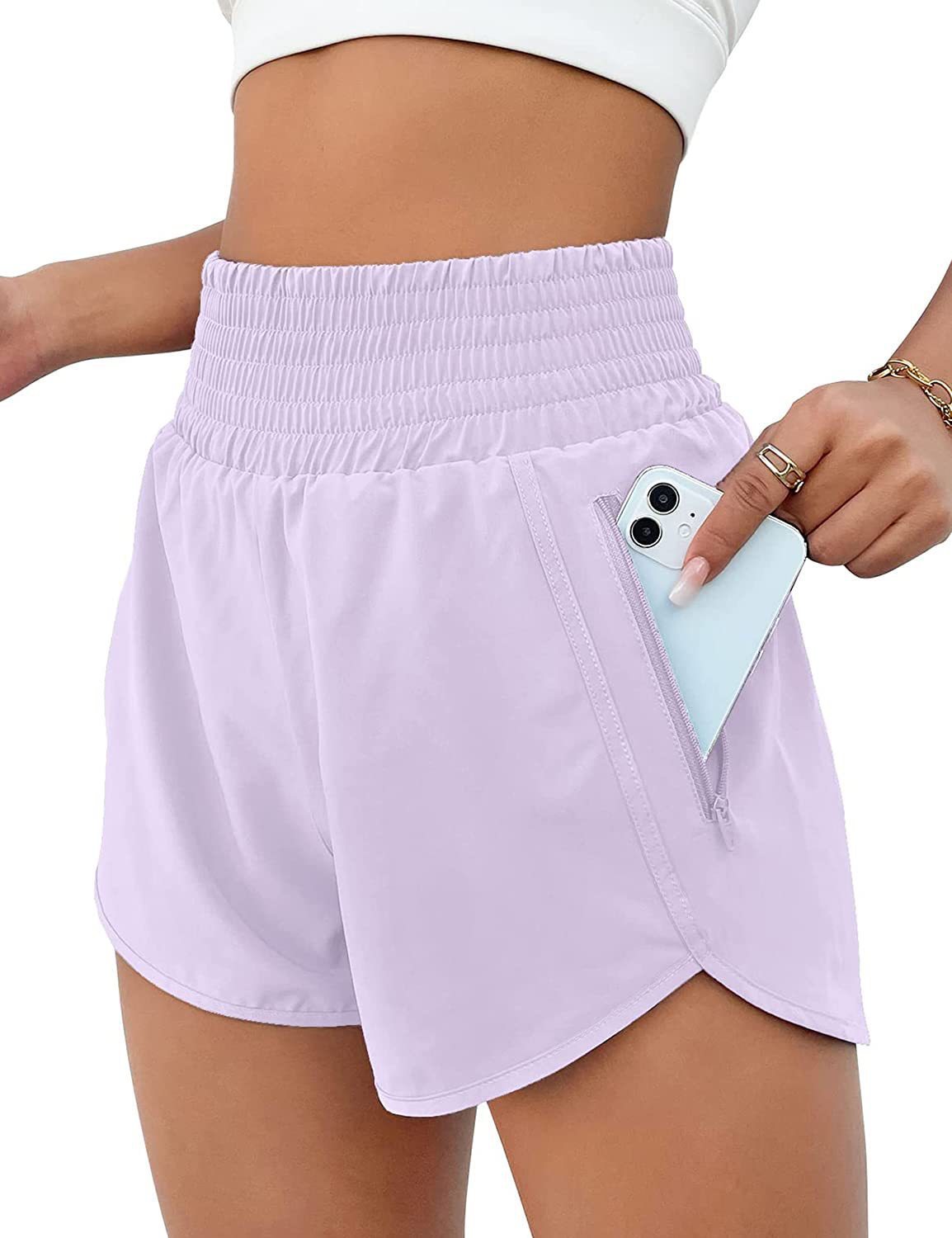 Women's Fashion High Top Sports Running Yoga Short Belt Lining