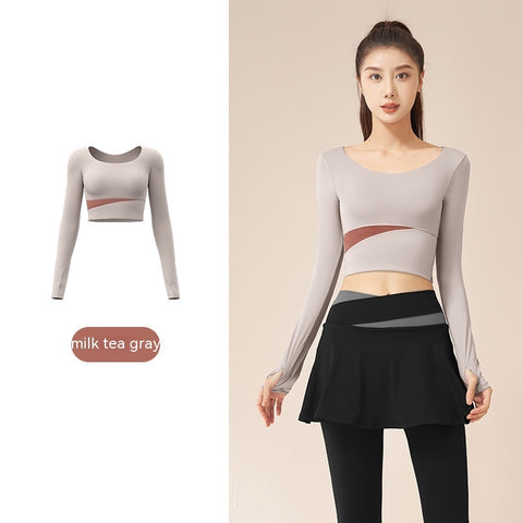 Slim Fit Nude Fast Drying Seamless Long Sleeve Active Sports Tops