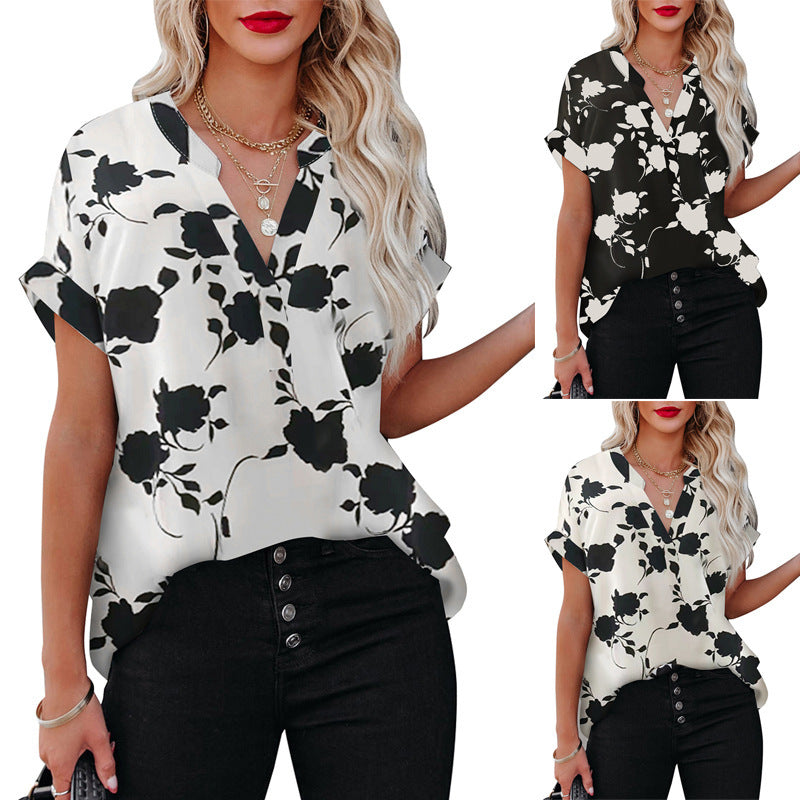 Floral Print Short Summer Sleeve Shirt