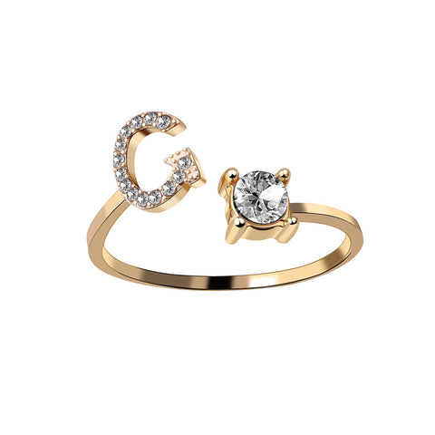 Adjustable 26 Initial Letter Ring Fashion Jewelry For Women Simple Elegant Jewelry