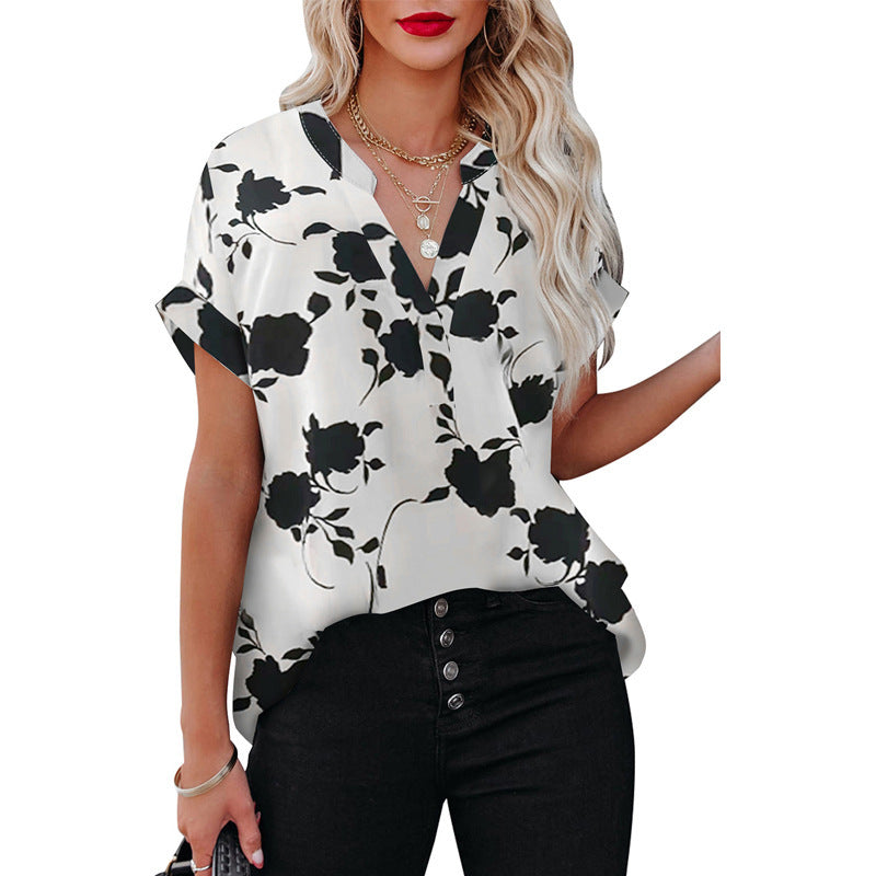 Floral Print Short Summer Sleeve Shirt