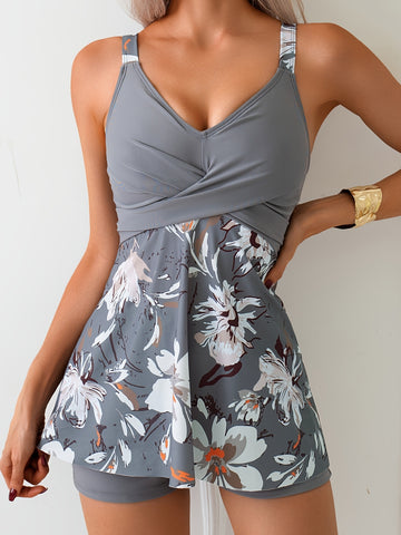 Chest Cross Tankini Suit