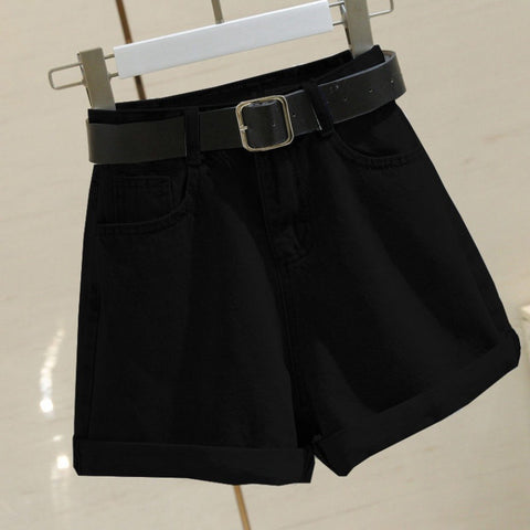 Women's Denim Shorts Summer High Waist Loose Curling