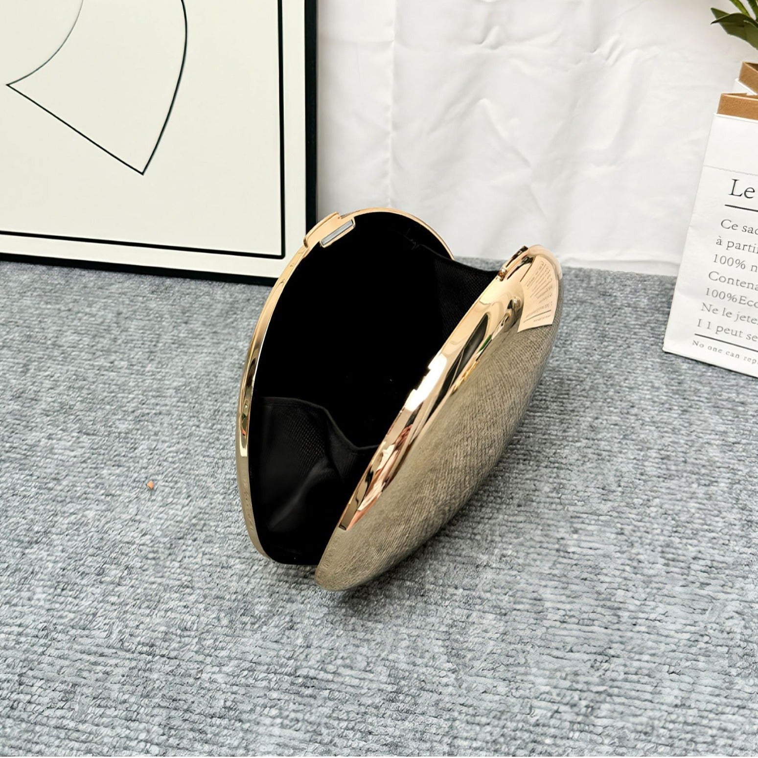 Golden Acrylic Metallic Goose Egg Box Banquet Clutch