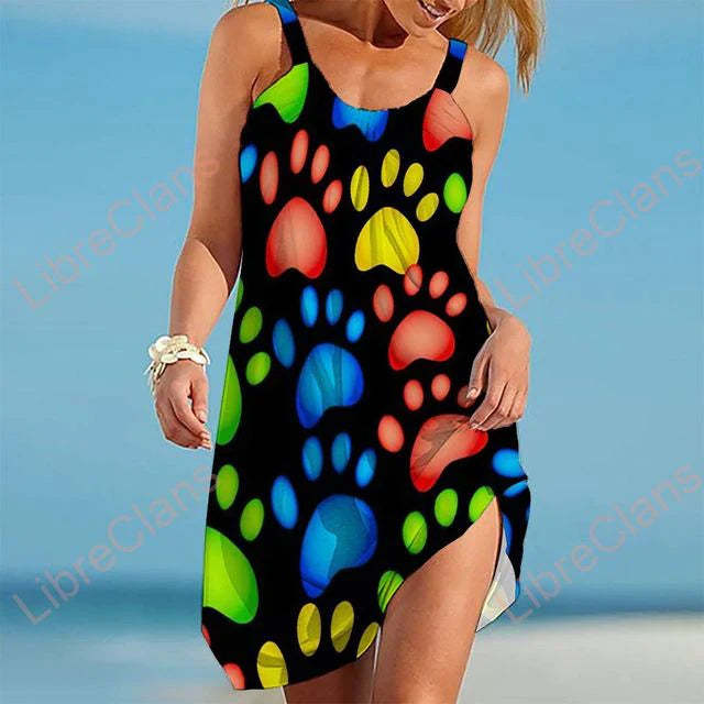 Printed Beach Midi Dress