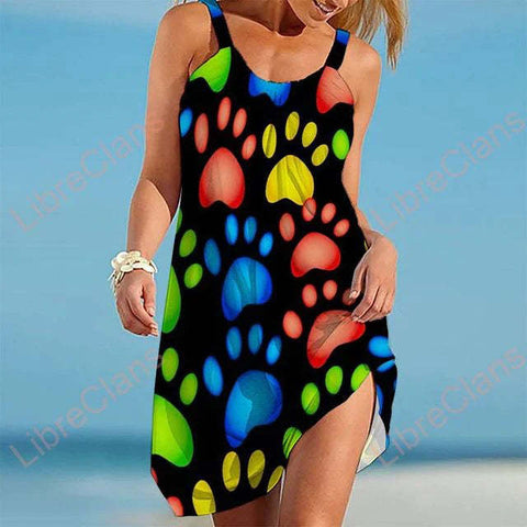 Printed Beach Midi Dress