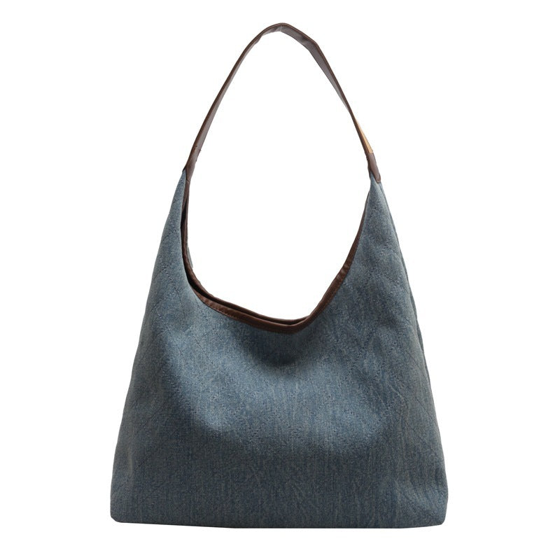 Denim Canvas Bucket Tote Bag