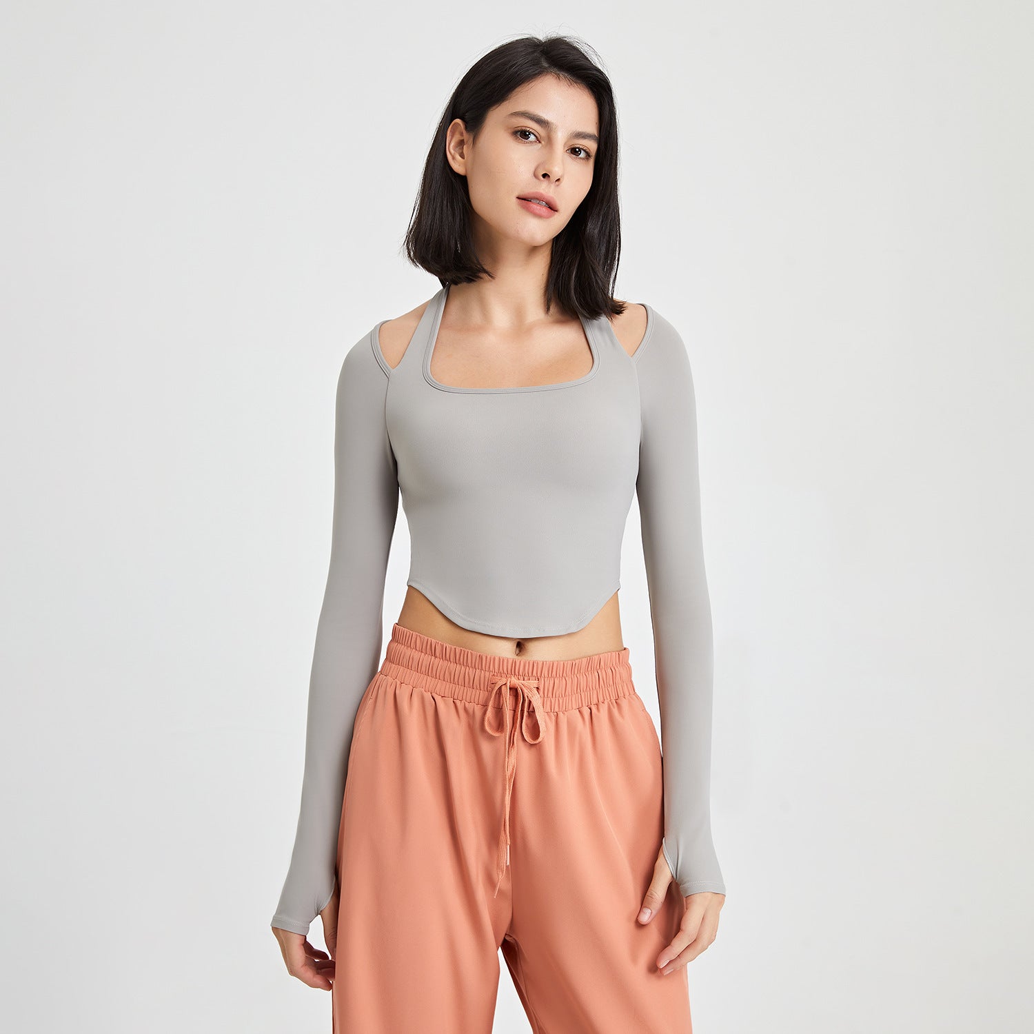 Finger Stall Long Sleeve Workout Clothes With Chest Pad