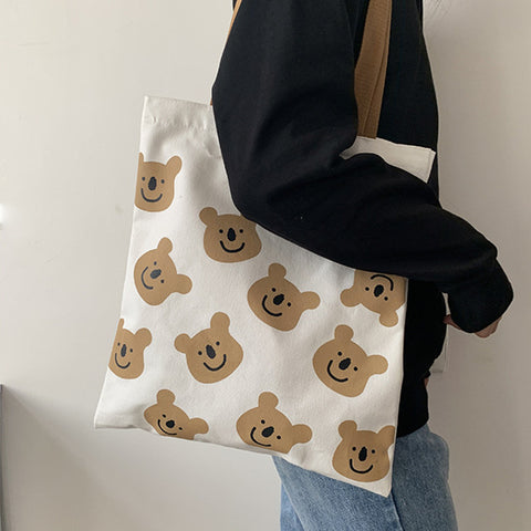Cartoon Bear Shopping Tote Beach Bag