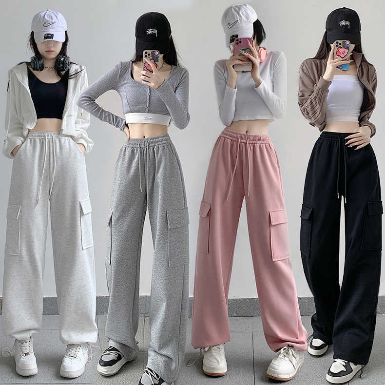 American Style Overalls Women's Casual Loose Tapered Drawstring Trouser