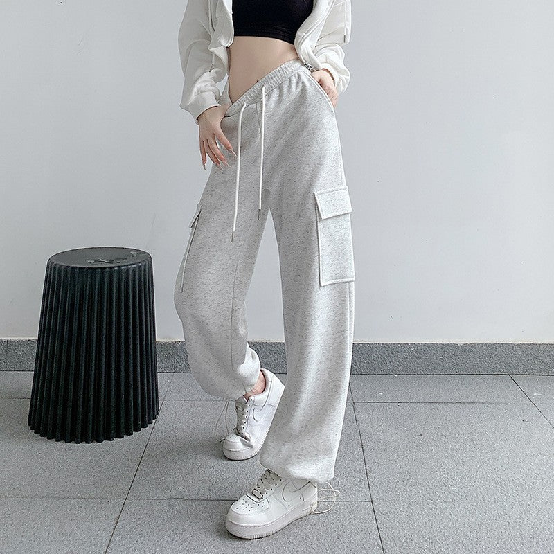 American Style Overalls Women's Casual Loose Tapered Drawstring Trouser