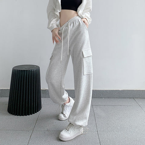 American Style Overalls Women's Casual Loose Tapered Drawstring Trouser