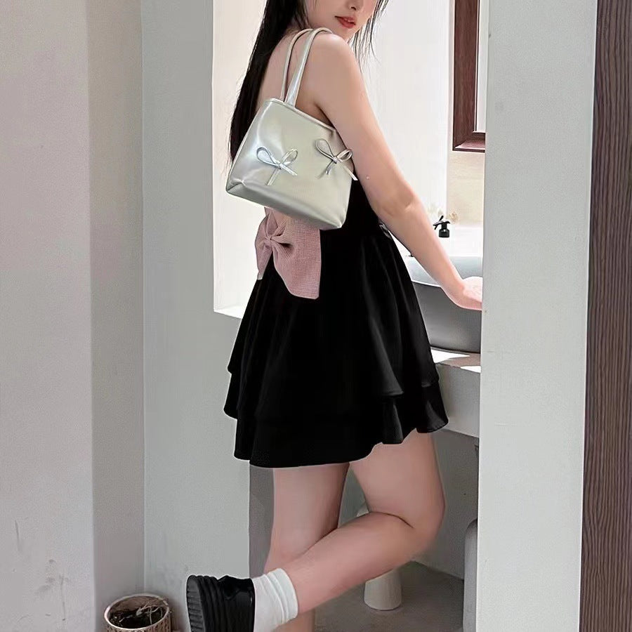 Silver Bag Mini Phone Bag Bow