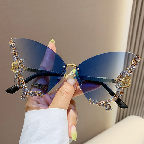 Y2K Vintage Luxury Diamond Butterfly Oversized Sunglasses
