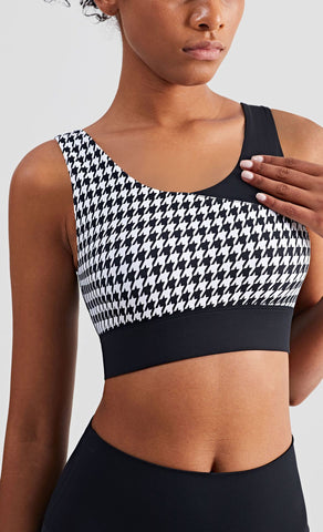 Houndstooth Contrast Yoga Lingerie Tank Top